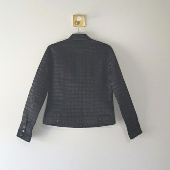 Gap Quilted Jacket Women Medium Black Pockets Motorcycle Bikercore Y2K Retro - Picture 7 of 15